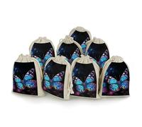 FZMVSQH Charming Butterfly Lot de 8 sacs réutilisables en mousseline de coton naturel avec cordon de serrage pour fête, mariage, épices, herbes, bonbons, savon