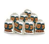 FZMVSQH Clipart Lion Lot de 8 sacs réutilisables en mousseline de coton naturel avec cordon de serrage - Petite pochette à bijoux pour fête, mariage, sac cadeau pour épices, herbes, bonbons, savon