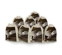 FZMVSQH Egret Spreads Its Wings Lot de 8 sacs réutilisables en mousseline de coton naturel avec cordon de serrage - Petite pochette à bijoux pour fête, mariage, sac cadeau pour épices, herbes, bonbons