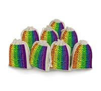 FZMVSQH Gay Pride Lot de 8 sacs réutilisables en mousseline de coton naturel avec cordon de serrage pour fête, mariage, épices, herbes, bonbons, savon