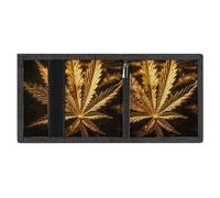 FZMVSQH Golden Cannabis Portefeuille minimaliste à trois volets pour homme avec blocage RFID, 8 porte-cartes de crédit, 1 poche pour billets et fenêtre pour carte d'identité, portefeuille fin à trois