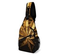 FZMVSQH Golden Cannabis Sac à bandoulière imperméable avec blocage RFID pour homme et femme
