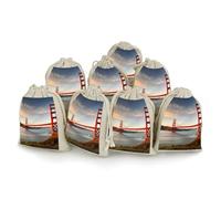 FZMVSQH Golden Gate Bridge Lot de 8 sacs réutilisables en mousseline de coton naturel avec cordon de serrage pour bijoux, fête, mariage, épices, herbes, bonbons, savon