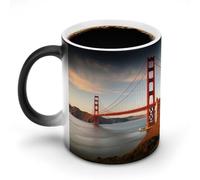 FZMVSQH Golden Gate Bridge Tasse à café magique personnalisée à changement de couleur sensible à la chaleur avec poignée 325 ml Tasse amusante en céramique pour thé/latte/lait/cacao