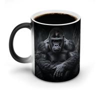 FZMVSQH Gorilla on The Ground Tasse à café magique personnalisée à changement de couleur sensible à la chaleur avec poignée 325 ml Tasse amusante en céramique pour thé/latte/lait/cacao