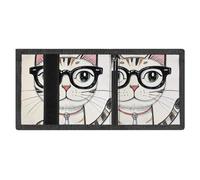 FZMVSQH Hipster Cat Kitten Portefeuille minimaliste à trois volets pour homme, portefeuille avec blocage RFID, 8 porte-cartes de crédit, 1 poche pour billets, poche pour pièces de monnaie et fenêtre