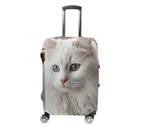 FZMVSQH Housse de bagage à main avec motif chat blanc mignon pour valise, housse élastique pour valise, approuvée par la TSA, housse de protection lavable pour bagages de 45,7 à 81,3 cm, Style :, S