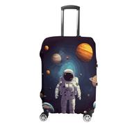 FZMVSQH Housse de bagage à main avec système solaire astronaute et planètes - Housse de protection élastique pour valise, approuvée par la TSA - Lavable - Convient pour 45,7 à 81,3 cm, Style :, L