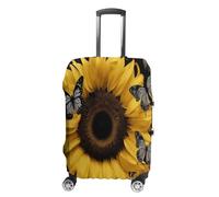 FZMVSQH Housse de bagage à motif papillon et tournesol - Housse de protection élastique pour valise, approuvée par la TSA - Lavable - Convient pour 45,7 à 81,3 cm, Style :, L