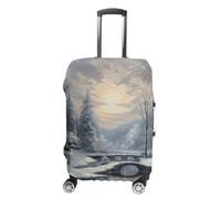 FZMVSQH Housse de bagage de voyage avec motif scène de neige hivernale, housse élastique pour valise, approuvée par la TSA, housse de protection lavable pour bagages de 45,7 à 81,3 cm, Style :, M
