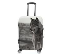 FZMVSQH Housse de bagage de voyage élastique avec motif loup sur l'herbe - Approuvée par la TSA - Housse de protection lavable pour bagages de 45,7 à 81,3 cm, Style :, L