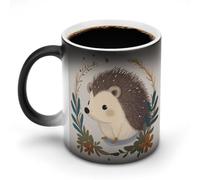 FZMVSQH Joli petit hérisson magique tasse à café personnalisée à changement de couleur tasse à café sensible à la chaleur avec poignée 325 ml tasse amusante en céramique pour thé/latte/lait/cacao