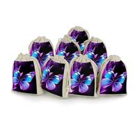 FZMVSQH Lot de 8 sacs réutilisables en mousseline de coton naturel avec cordon de serrage pour fête, mariage, épices, herbes, bonbons, savon - Bleu et violet