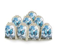 FZMVSQH Lot de 8 sacs réutilisables en mousseline de coton naturel avec cordon de serrage pour fête, mariage, épices, herbes, bonbons, savon - Bleu papillon et nuages