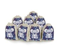 FZMVSQH Lovely Koala Lot de 8 sacs réutilisables en mousseline de coton naturel avec cordon de serrage pour bijoux, fête, mariage, épices, herbes, bonbons, savon