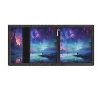 FZMVSQH Northern Lights - Portefeuille minimaliste à trois volets pour homme, portefeuille avec blocage RFID, 8 porte-cartes de crédit, 1 poche pour billets, poche pour pièces de monnaie et fenêtre