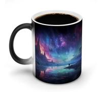 FZMVSQH Northern Lights Tasse à café magique personnalisée à changement de couleur sensible à la chaleur avec poignée 325 ml Tasse amusante en céramique pour thé/latte/lait/cacao