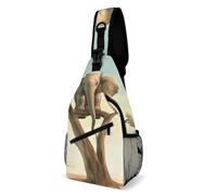 FZMVSQH Petit éléphant sur un arbre - Sac à bandoulière décontracté avec blocage RFID - Sac à dos imperméable - Sac à dos léger pour la randonnée - Sac à dos de voyage pour homme et femme