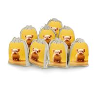 FZMVSQH Piggy Is Jumping Lot de 8 sacs réutilisables en mousseline de coton naturel avec cordon de serrage pour fête, mariage, épices, herbes, bonbons, savon