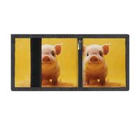 FZMVSQH Piggy Is Jumping Portefeuille minimaliste à trois volets pour homme avec blocage RFID, 8 porte-cartes de crédit, 1 poche pour billets et fenêtre pour carte d'identité, portefeuille fin à trois