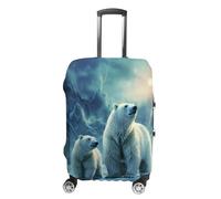 FZMVSQH Polar Bears Northern Lights Housse de bagage de voyage élastique pour valise, approuvée par la TSA, housse de protection lavable pour bagages de 45,7 à 81,3 cm, Style :, XL