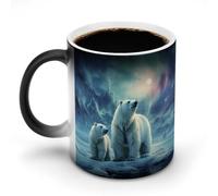 FZMVSQH Polar Bears Tasse à café magique personnalisée à changement de couleur sensible à la chaleur avec poignée 325 ml Tasse amusante en céramique pour thé/latte/lait/cacao