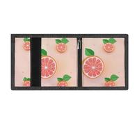 FZMVSQH Portefeuille minimaliste à trois volets pour homme, motif pamplemousse, portefeuille avec blocage RFID, 8 porte-cartes de crédit, 1 poche pour billets, poche pour pièces de monnaie et fenêtre