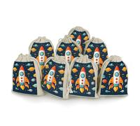 FZMVSQH Rocket Clipart Lot de 8 sacs réutilisables en mousseline de coton naturel avec cordon de serrage pour fête, mariage, épices, herbes, bonbons, savon