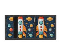 FZMVSQH Rocket Clipart Space Ship Portefeuille minimaliste à trois volets pour homme, portefeuille avec blocage RFID, 8 porte-cartes de crédit, 1 poche pour billets et fenêtre pour carte d'identité