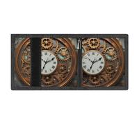 FZMVSQH Rusty Steampunk Clock Portefeuille minimaliste à trois volets pour homme avec blocage RFID, 8 porte-cartes de crédit, 1 poche pour billets et fenêtre pour carte d'identité, portefeuille