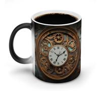 FZMVSQH Rusty Steampunk Horloge magique Tasse à café personnalisée à changement de couleur sensible à la chaleur avec poignée 325 ml Tasse amusante en céramique pour thé/latte/lait/cacao