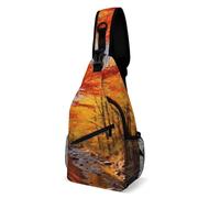 FZMVSQH Sac à bandoulière à motif de feuillage d'automne avec blocage RFID, sac à dos à bandoulière décontracté, sac à dos de poitrine imperméable, sac à dos léger de randonnée, sac à dos de voyage