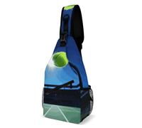 FZMVSQH Sac à bandoulière avec balle de tennis dans l'air - Bloque les RFID - Sac à dos décontracté à bandoulière imperméable - Sac à dos de randonnée léger pour homme et femme
