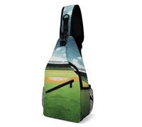 FZMVSQH Sac à bandoulière de terrain de baseball avec blocage RFID - Sac à dos à bandoulière imperméable - Sac à dos léger pour la randonnée - Sac à dos de voyage pour homme et femme