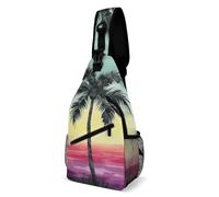 FZMVSQH Sac à bandoulière en forme de palmier tropical, blocage RFID, sac à dos à bandoulière décontracté, sac à dos de poitrine imperméable, sac à dos léger pour randonnée, sac à dos pour homme, sac