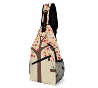 FZMVSQH Sac à bandoulière motif arbre avec oiseaux sur balançoire, blocage RFID, sac à dos à bandoulière décontracté, sac à dos de poitrine imperméable, sac à dos léger pour randonnée, sac à dos pour