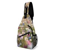 FZMVSQH Sac à bandoulière motif fleurs dans le champ avec blocage RFID, sac à dos à bandoulière décontracté, sac de poitrine imperméable, sac à dos léger de randonnée, sac à dos pour homme, sac à main