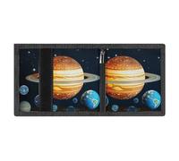 FZMVSQH Solar System Planet Portefeuille minimaliste à trois volets pour homme avec blocage RFID, 8 porte-cartes de crédit, 1 poche pour pièces de monnaie et fenêtre pour carte d'identité