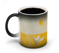 FZMVSQH Tasse à café « A White Dove Flies by Magic » - Tasse à café personnalisée à changement de couleur - Sensible à la chaleur - Avec poignée - 325 ml - Tasse amusante en céramique pour thé/latte