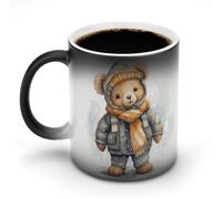 FZMVSQH Tasse à café en céramique avec poignée - Motif ours magique - Changement de couleur - Sensible à la chaleur - 325 ml - Pour thé, latte, lait, cacao