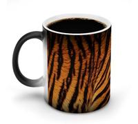 FZMVSQH Tasse à café magique à motif à rayures de tigre, tasse à café personnalisée à changement de couleur, tasse à café sensible à la chaleur avec poignée, 325 ml, tasse amusante en céramique pour