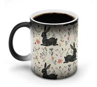 FZMVSQH Tasse à café magique à motif de lapin à changement de couleur, tasse à café sensible à la chaleur changeante avec poignée, 325 ml, tasse amusante en céramique pour thé/latte/lait/cacao
