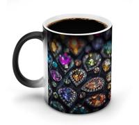FZMVSQH Tasse à café magique à motifs complexes de bijoux personnalisés, tasse à café sensible à la chaleur changeante avec poignée, 325 ml, tasse amusante en céramique pour thé, latte, lait, cacao