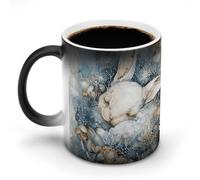 FZMVSQH Tasse à café magique « A Sleeping Rabbit Magic » - Tasse à café personnalisée à changement de couleur - Sensible à la chaleur - Avec poignée - 325 ml - Tasse amusante en céramique pour thé