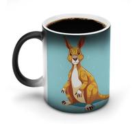 FZMVSQH Tasse à café magique amusante avec poignée - Motif kangourou - Changement de couleur - Sensible à la chaleur - 325 ml - Tasse amusante en céramique pour thé/latte/lait/cacao