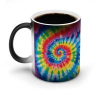 FZMVSQH Tasse à café magique arc-en-ciel à changement de couleur personnalisée, sensible à la chaleur, avec poignée, 325 ml, tasse amusante en céramique pour thé/latte/lait/cacao