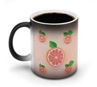 FZMVSQH Tasse à café magique au pamplemousse mignonne personnalisée à changement de couleur - Tasse à café sensible à la chaleur avec poignée - 325 ml - Tasse amusante en céramique pour thé/latte/lait
