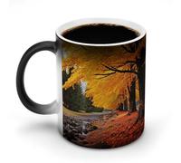 FZMVSQH Tasse à café magique aux couleurs d'automne personnalisées, tasse à café sensible à la chaleur changeante avec poignée, 325 ml, tasse amusante en céramique pour thé/latte/lait/cacao