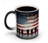 FZMVSQH Tasse à café magique avec drapeau américain - Tasse à café personnalisée à changement de couleur - Tasse à café sensible à la chaleur avec poignée - 325 ml - Tasse amusante en céramique pour