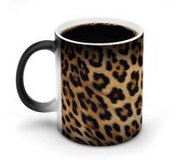 FZMVSQH Tasse à café magique avec imprimé léopard rugueux - Tasse personnalisée à changement de couleur - Tasse à café sensible à la chaleur avec poignée - 325 ml - Tasse amusante en céramique pour